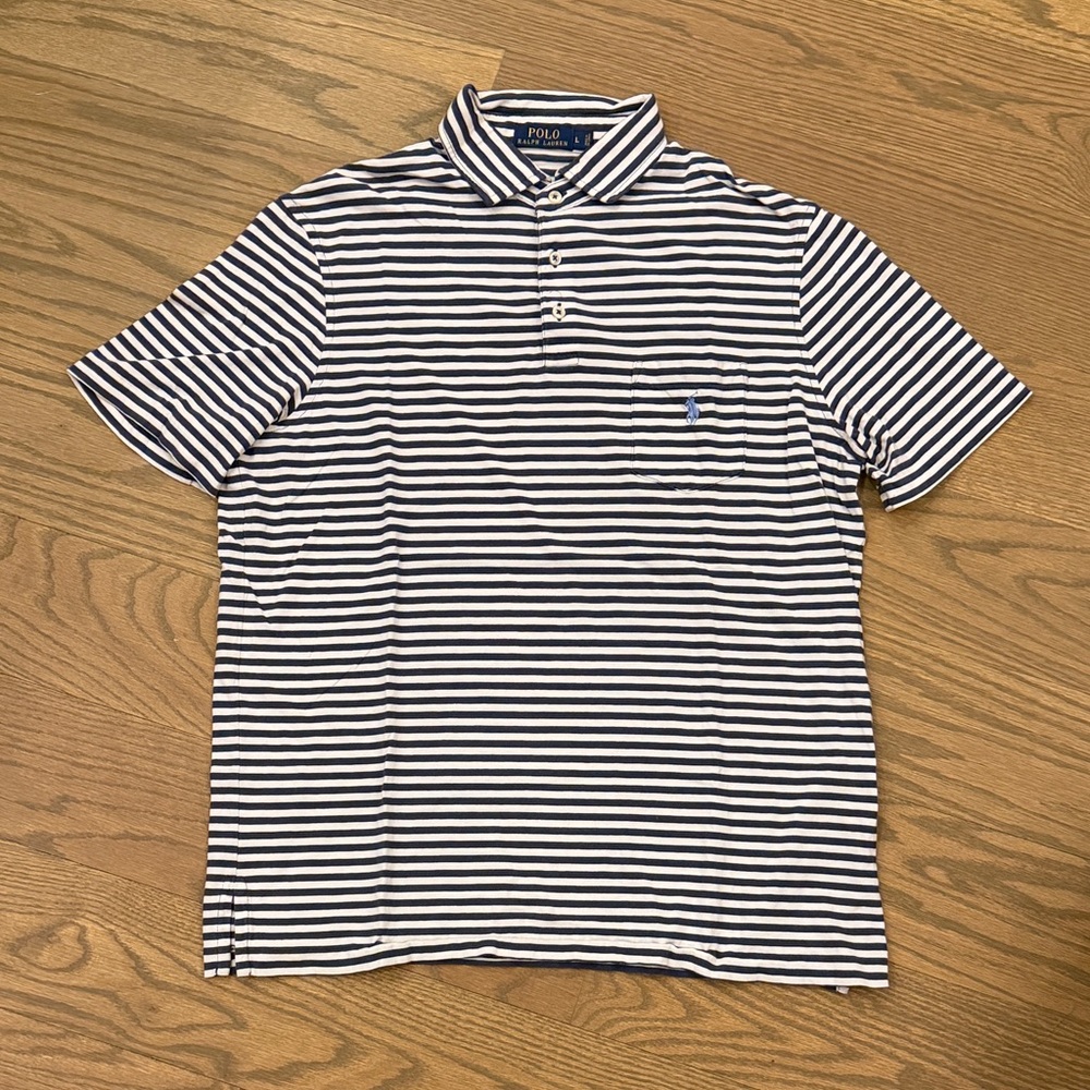 Polo by Ralph Lauren Men's Navy and White Striped Polo